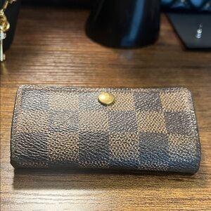 Louis Vuitton Brown Damier Key & Card Holder with Gold Snap
